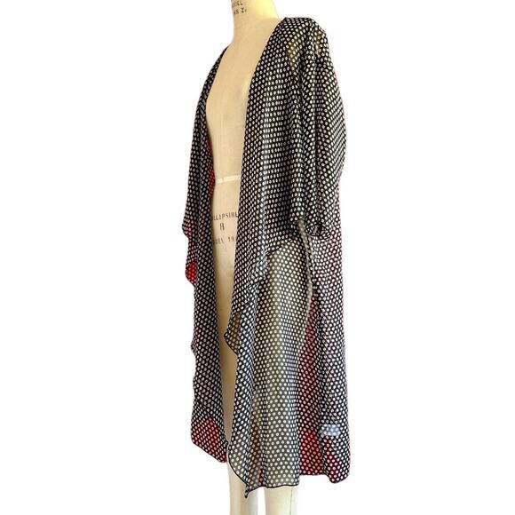 Womens Cover Up Size Medium Sheer Black Polka Dot Geometrics Soft Goth Office - Picture 2 of 7